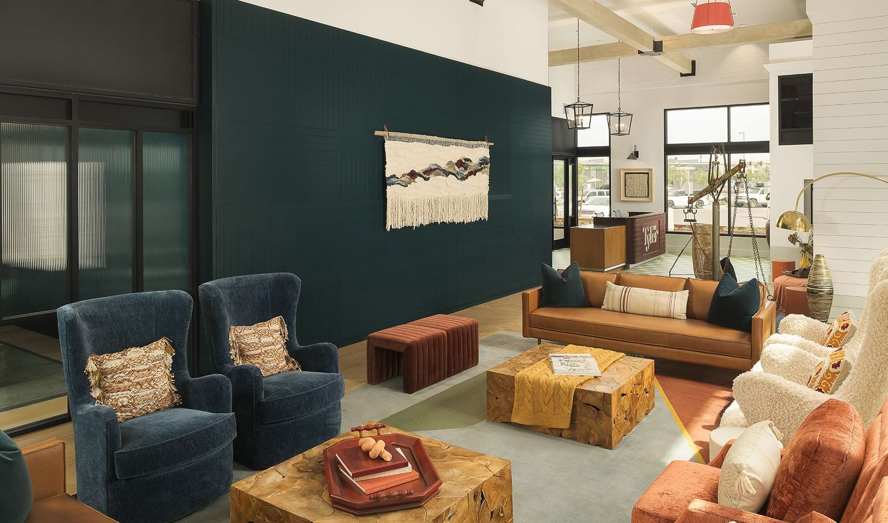 Community grows here. lobby with lots fo chairs and view of enterance